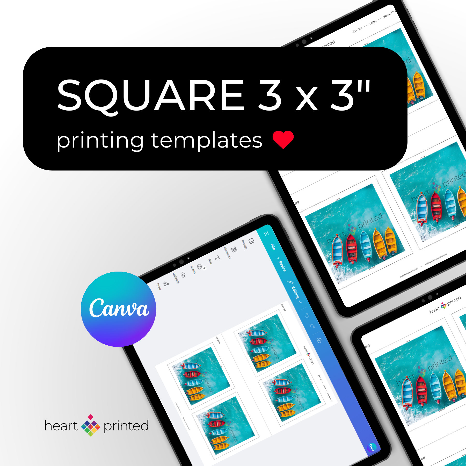 Square 3 x 3" Canva Printing Templates